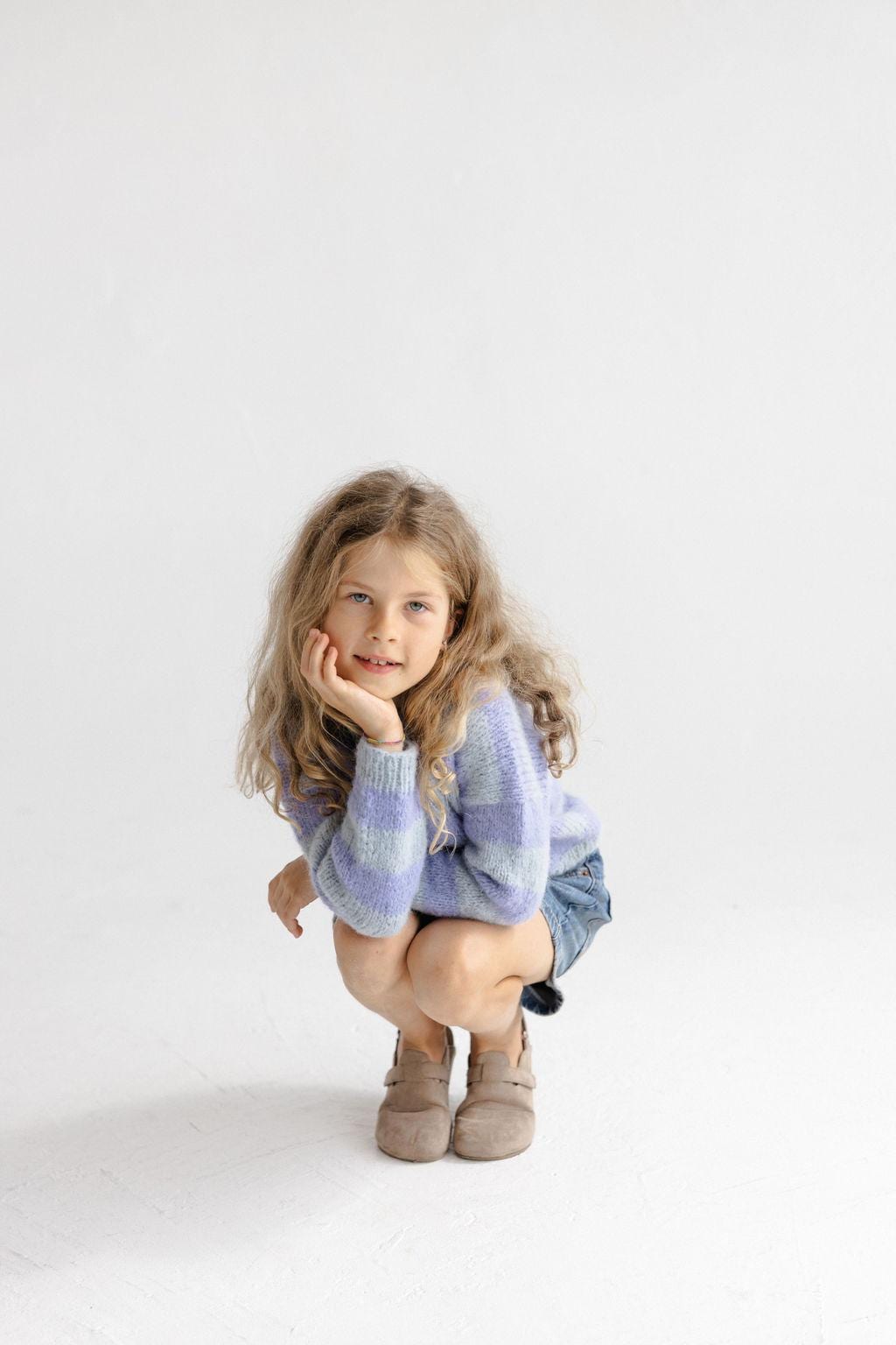 Handmade Alpaca And Silk Blend Knitted Kids' Sweater, Girl's Knit Pullover, Toddler Jumper