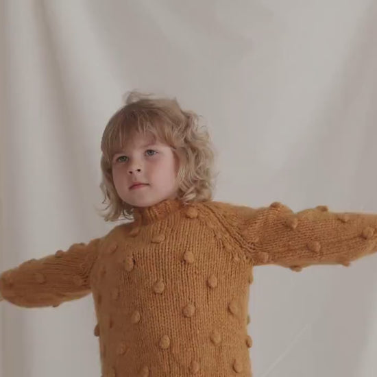 Yellow Cable Knit Kids Popcorn Sweater