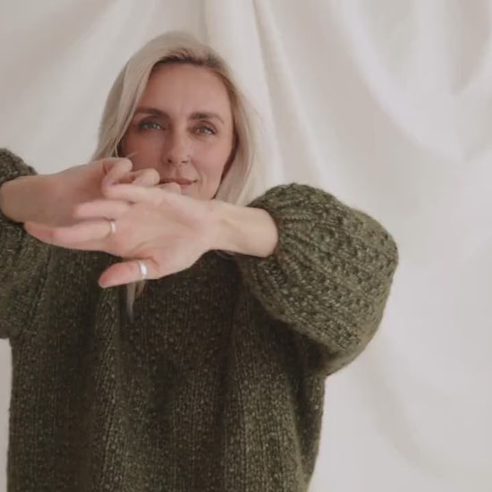 Olive Green Sweater, Soft Cable Knit Jumper, Moss Green Alpaca Pullover, Chunky Knit Wool Sweater, Balloon Sleeve Pullover In Green, Gift