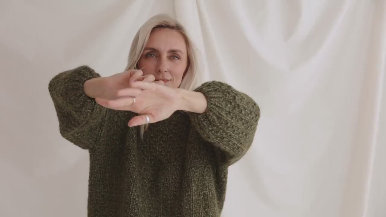 Olive Green Sweater, Soft Cable Knit Jumper, Moss Green Alpaca Pullover, Chunky Knit Wool Sweater, Balloon Sleeve Pullover In Green, Gift