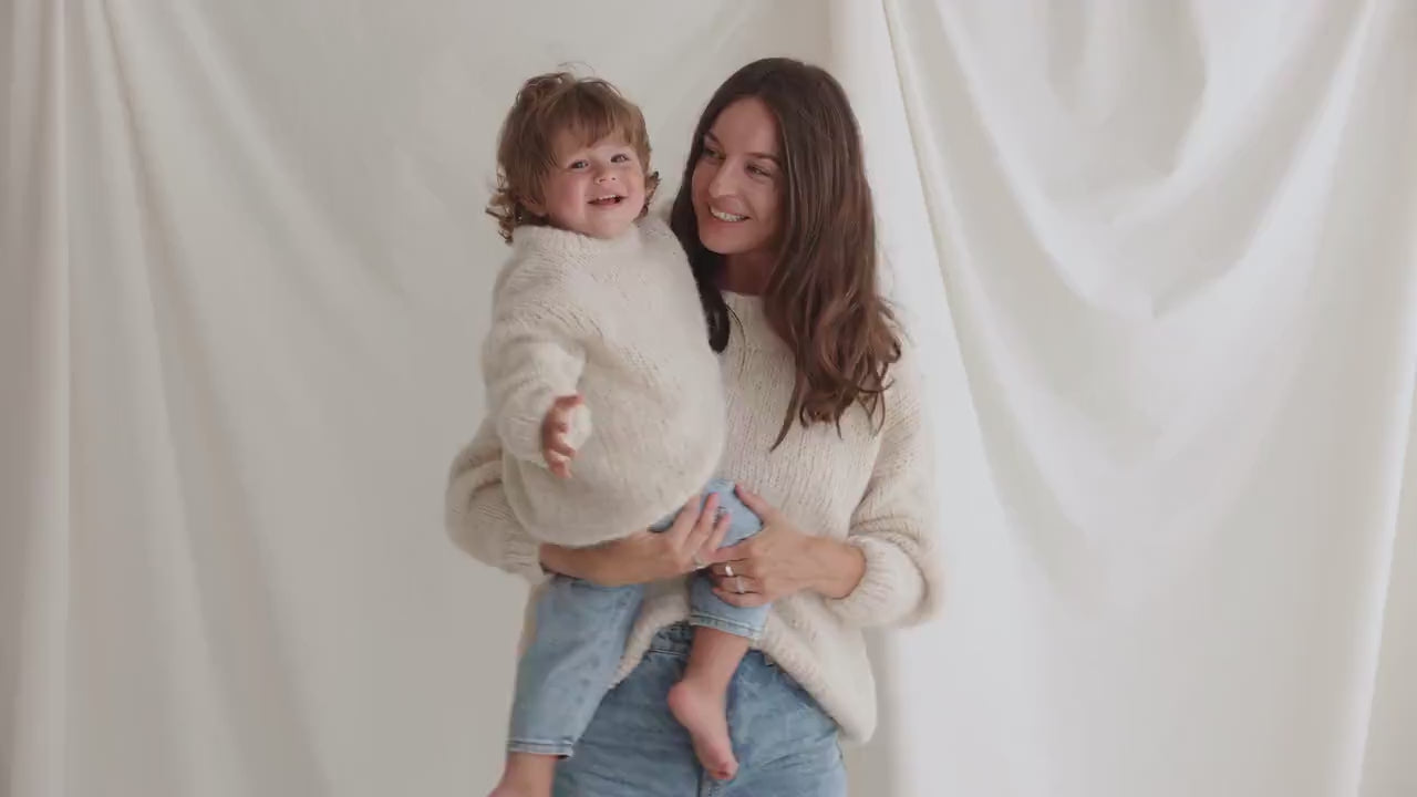 Matching Mommy and Me Cable Knit Sweaters, White Me & Mini Me Jumpers, Mother Son, Daughter Matching Pullover, Mommy And Me Outfit,Baby Gift