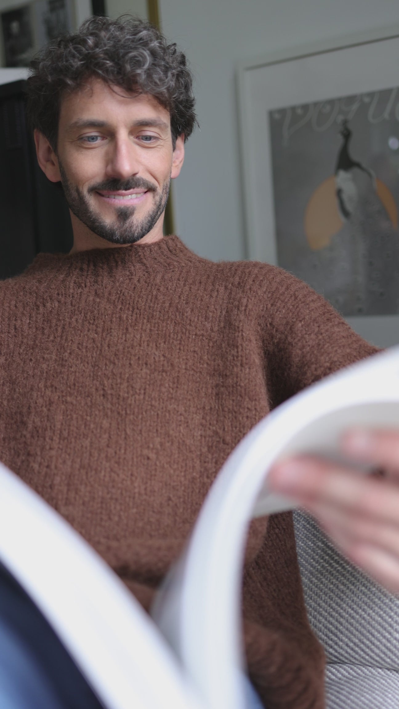 Chunky knit brown alpaca wool sweater for men, cable knitted woolen men's jumper, handmade thick winter minimalist pullover, gift for a man