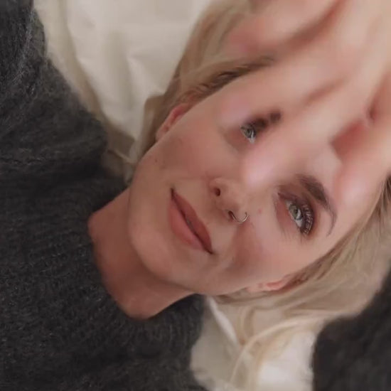 Gray Mohair Sweater, Fuzzy Alpaca Pullover, Relaxed Fit Alpaca Jumper, Fluffy Mohair Pullover, Cable Knit Grey Sweater, Loose Sweater, Gift