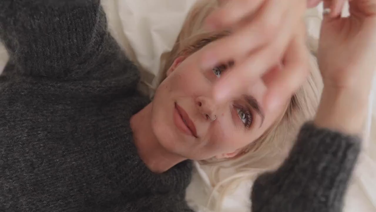 Gray Mohair Sweater, Fuzzy Alpaca Pullover, Relaxed Fit Alpaca Jumper, Fluffy Mohair Pullover, Cable Knit Grey Sweater, Loose Sweater, Gift