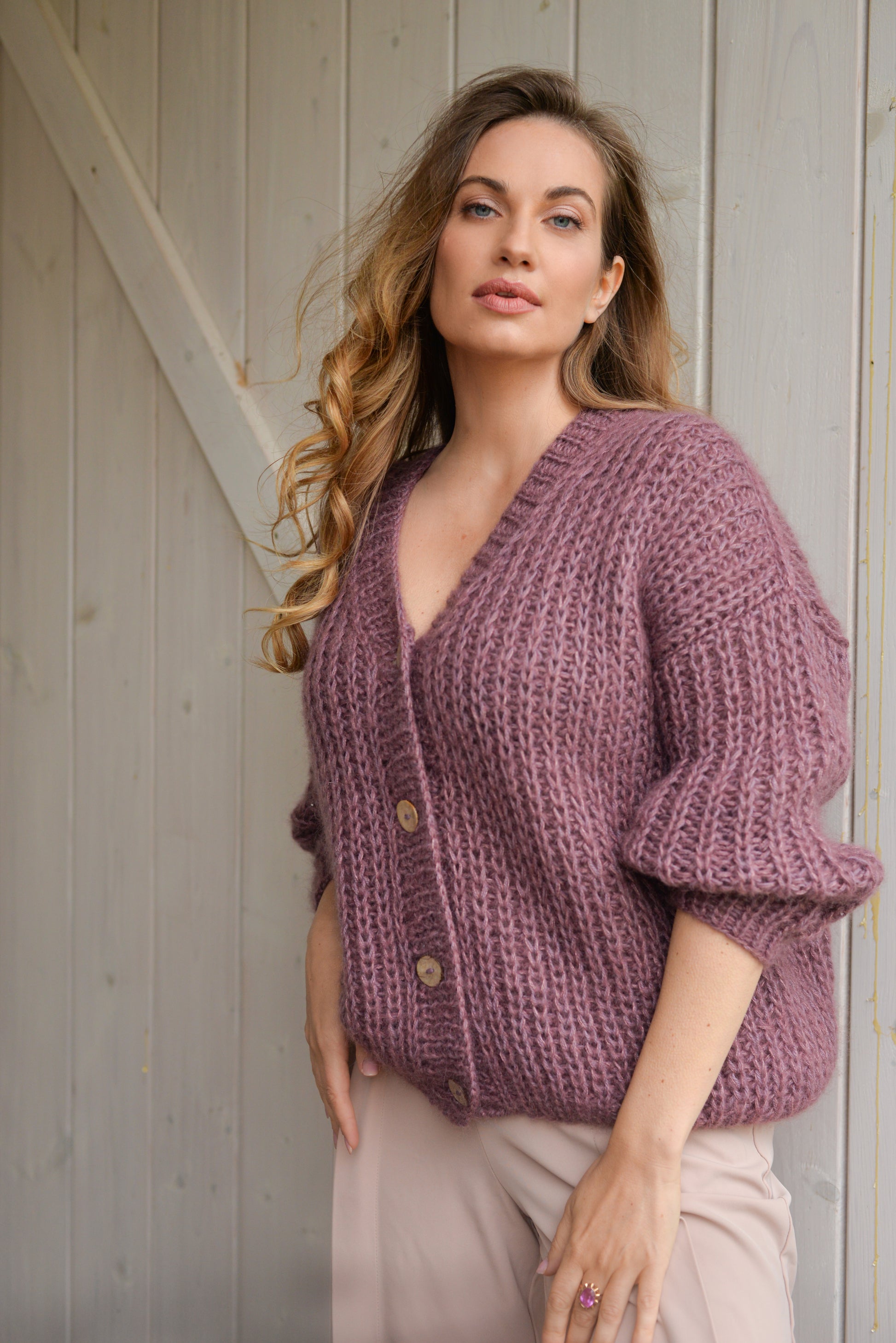 Heather Mohair Cardigan With Buttons