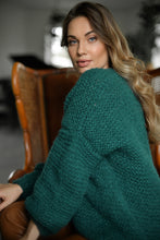 Load image into Gallery viewer, Green Alpaca And Silk Blend Cardigan

