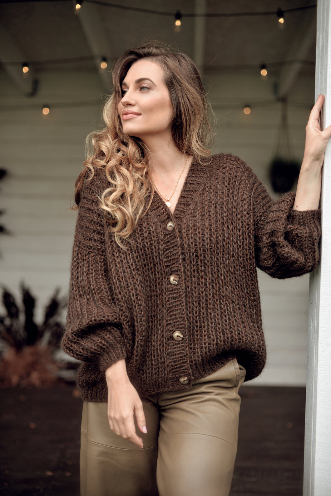 Brown Mohair Cardigan With Buttons