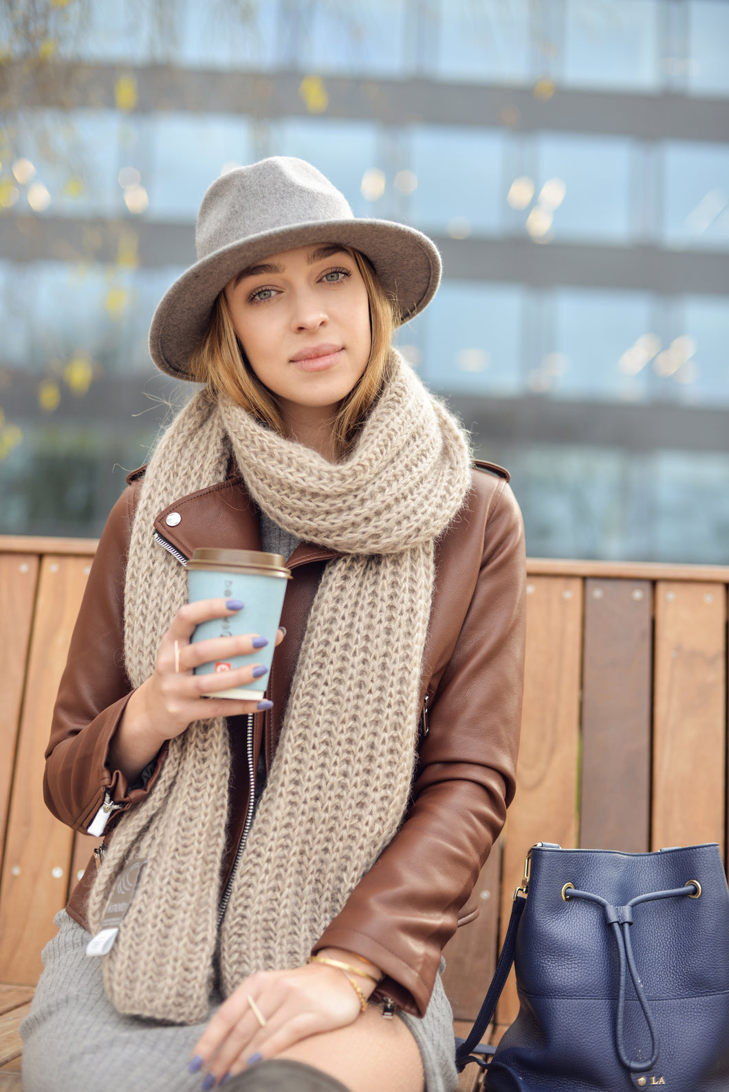 Beige Mohair Scarf