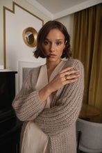 Load image into Gallery viewer, Rib knit beige knee long mohair cardigan

