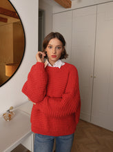 Load image into Gallery viewer, Red Chunky Knit Alpaca Sweater
