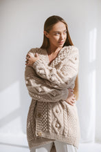 Load image into Gallery viewer, Beige Bottoned Chunky Knit Cardigan
