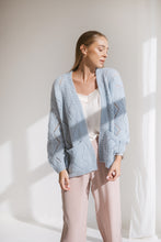 Load image into Gallery viewer, Light blue alpaca cardigan with pockets
