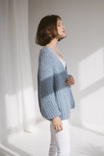 Load image into Gallery viewer, Light blue mohair cardigan
