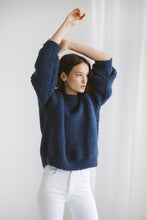 Load image into Gallery viewer, Blue Chunky Knit Alpaca Sweater
