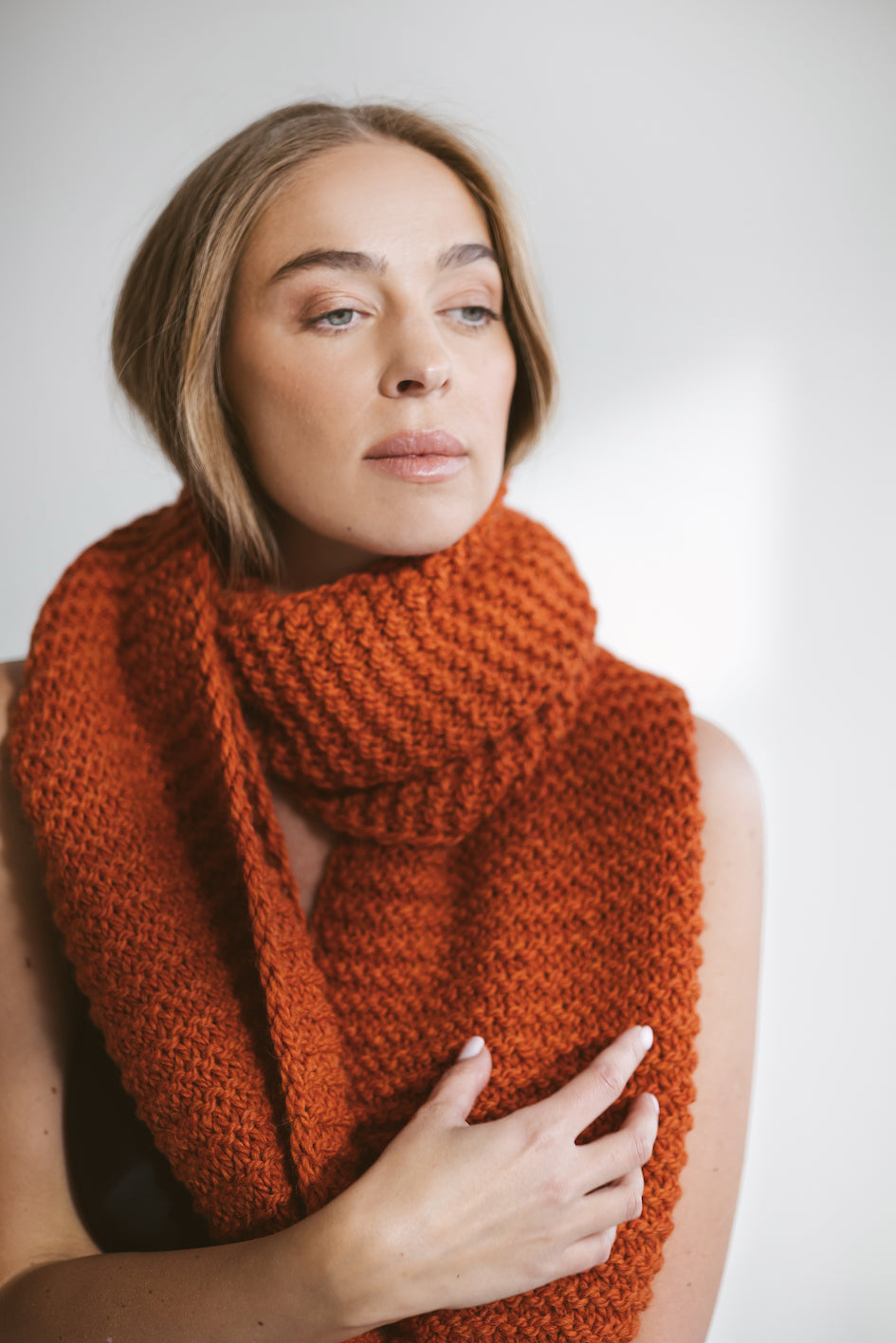 Orange alpaca wool scarf, chunky knit long squash scarf, rust oversize neck warmer, burned orange knitted shawl, carrot color unisex scarves