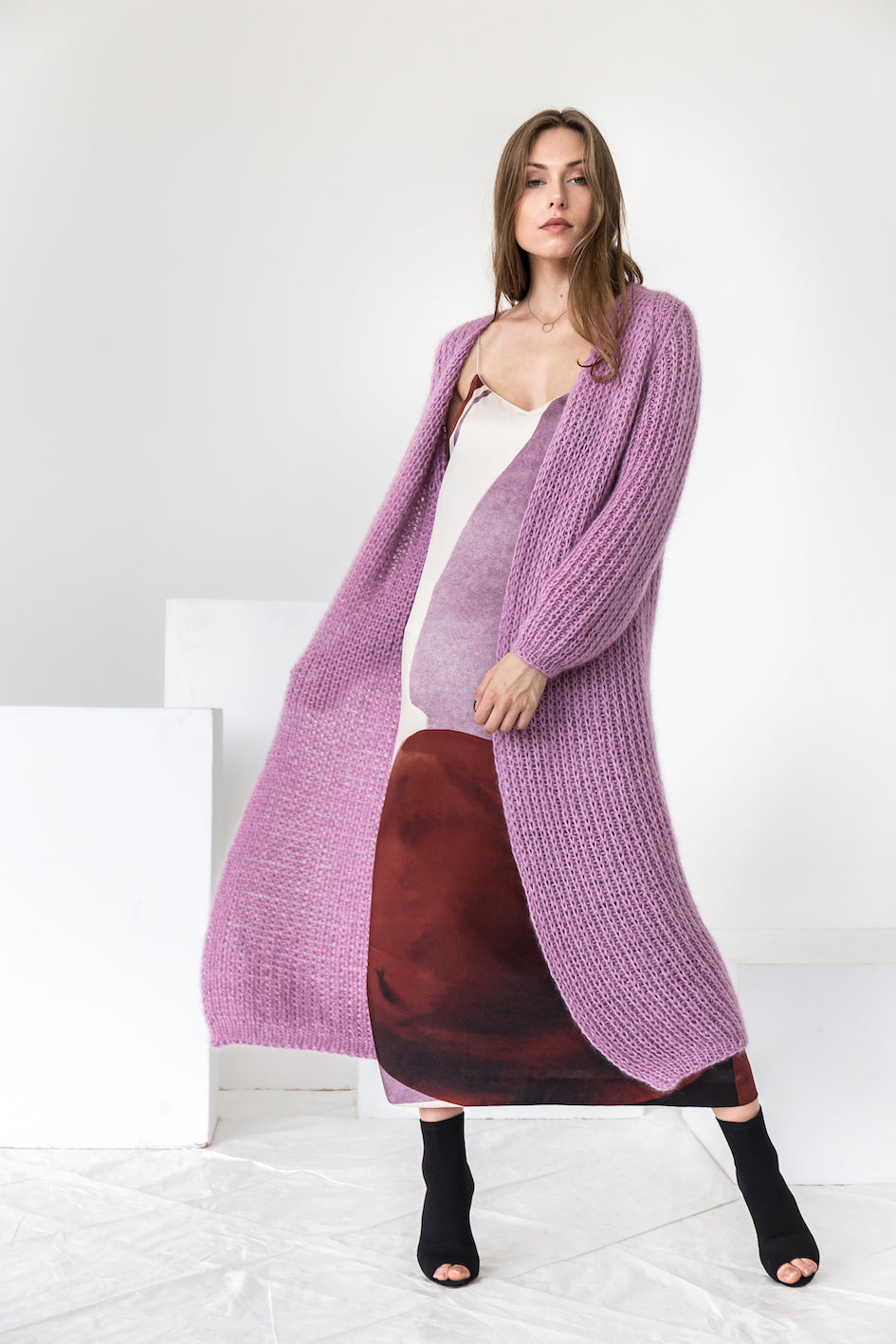 Rose pink mohair cardigan