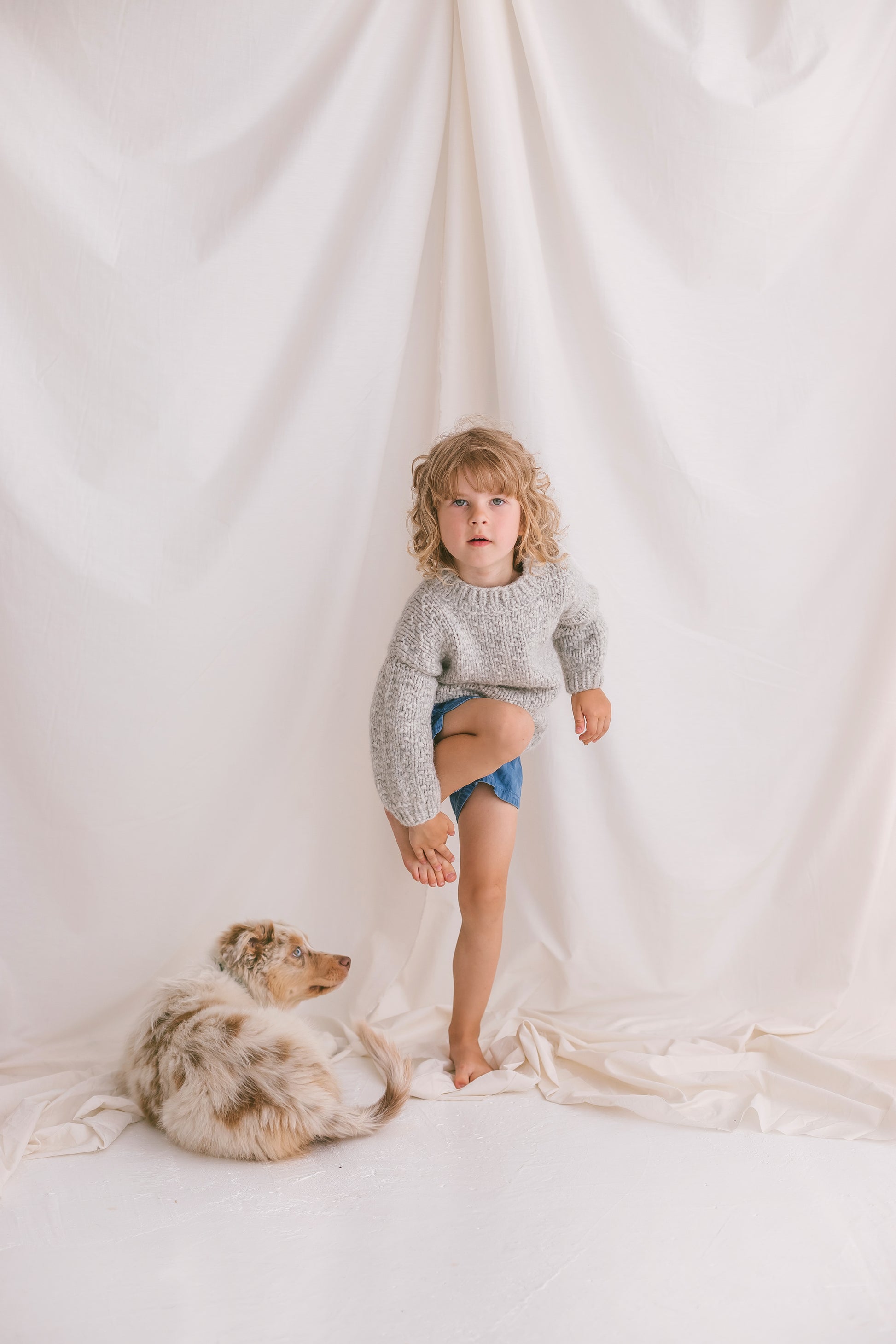Gray Cable Knit Kids Sweater