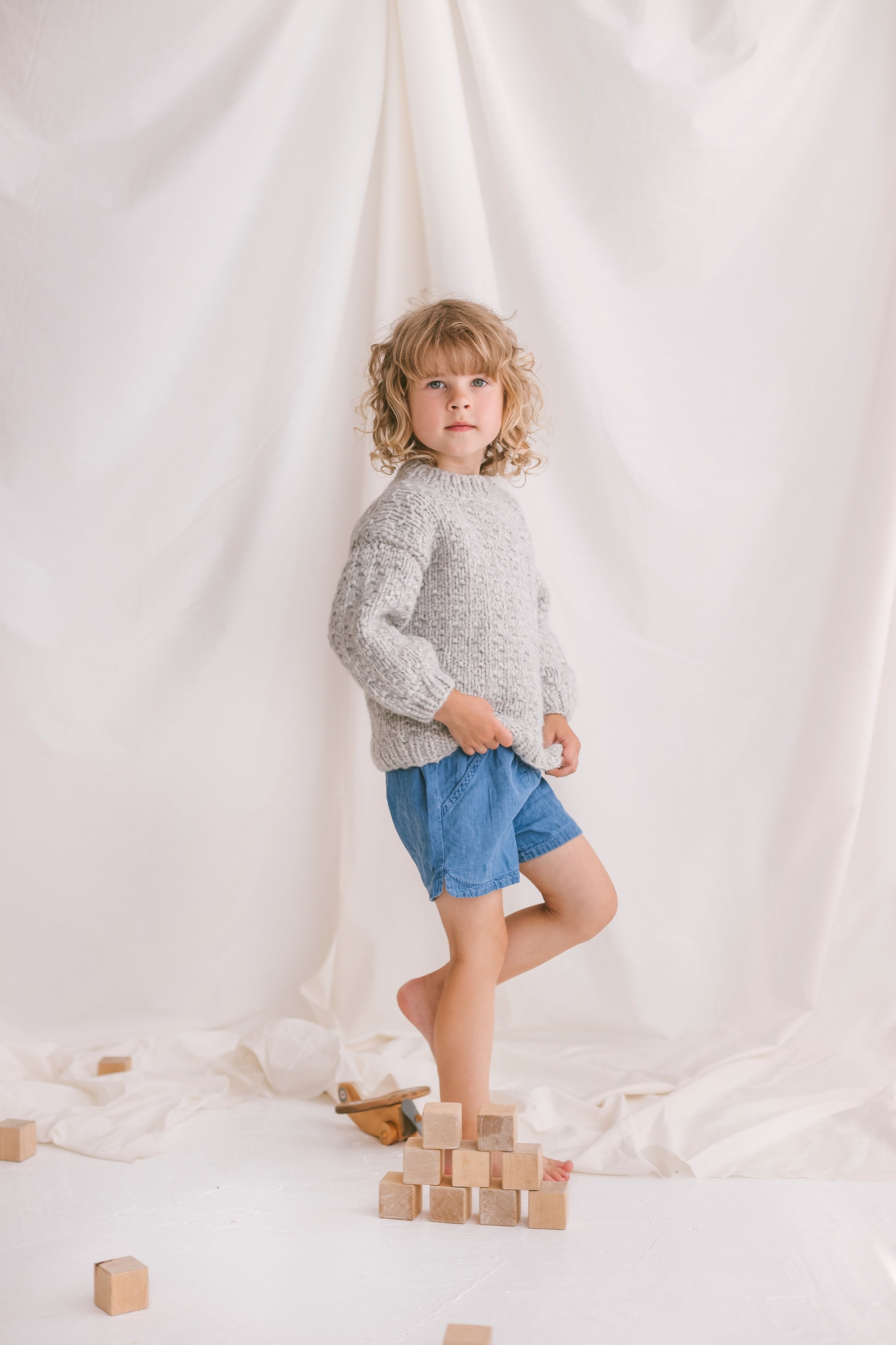 Gray Cable Knit Kids Jumper