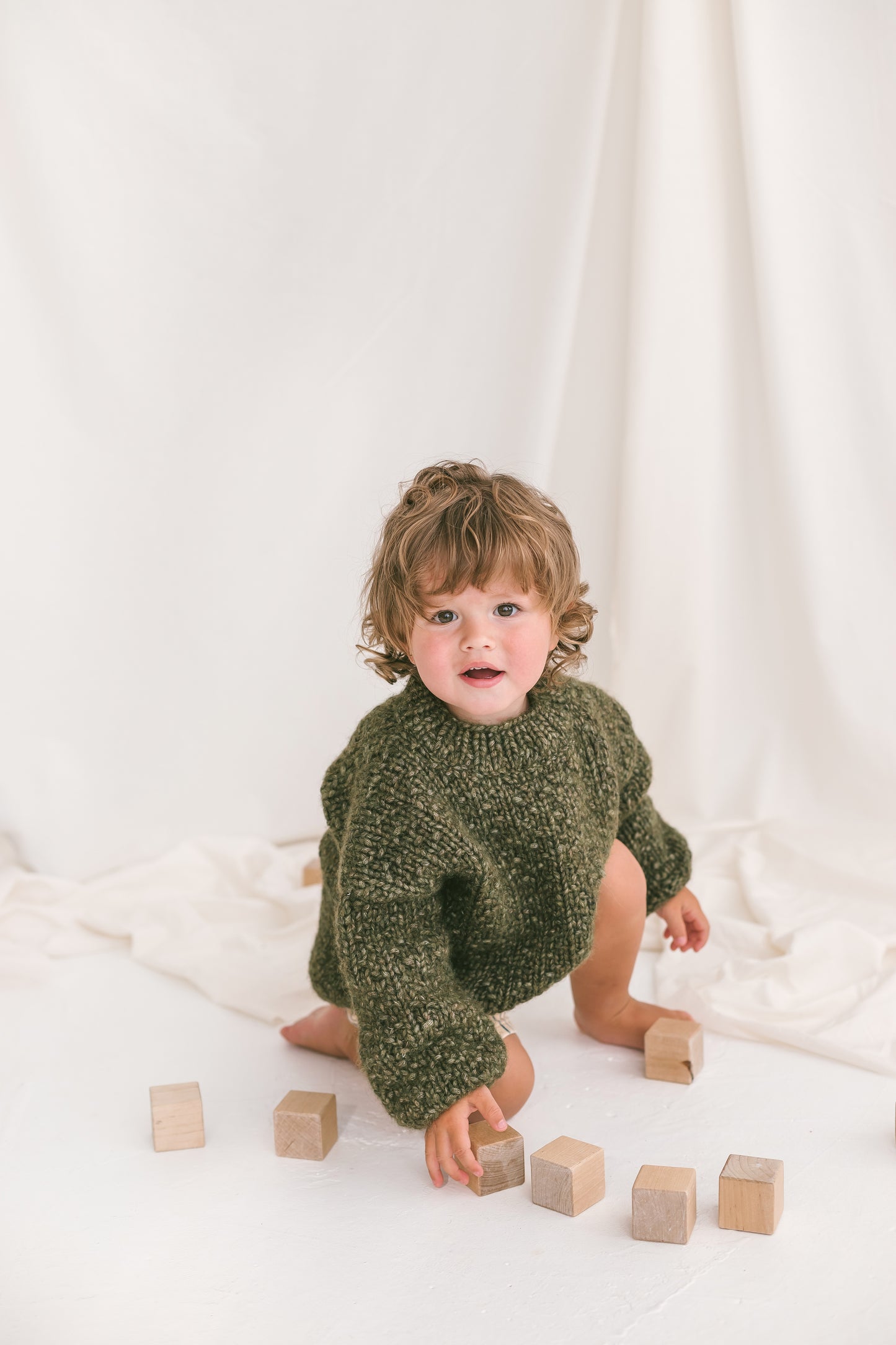 Green Cable Knit Kids Jumper