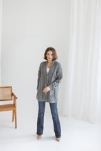 Load image into Gallery viewer, Grey Bottoned Chunky Knit Cardigan
