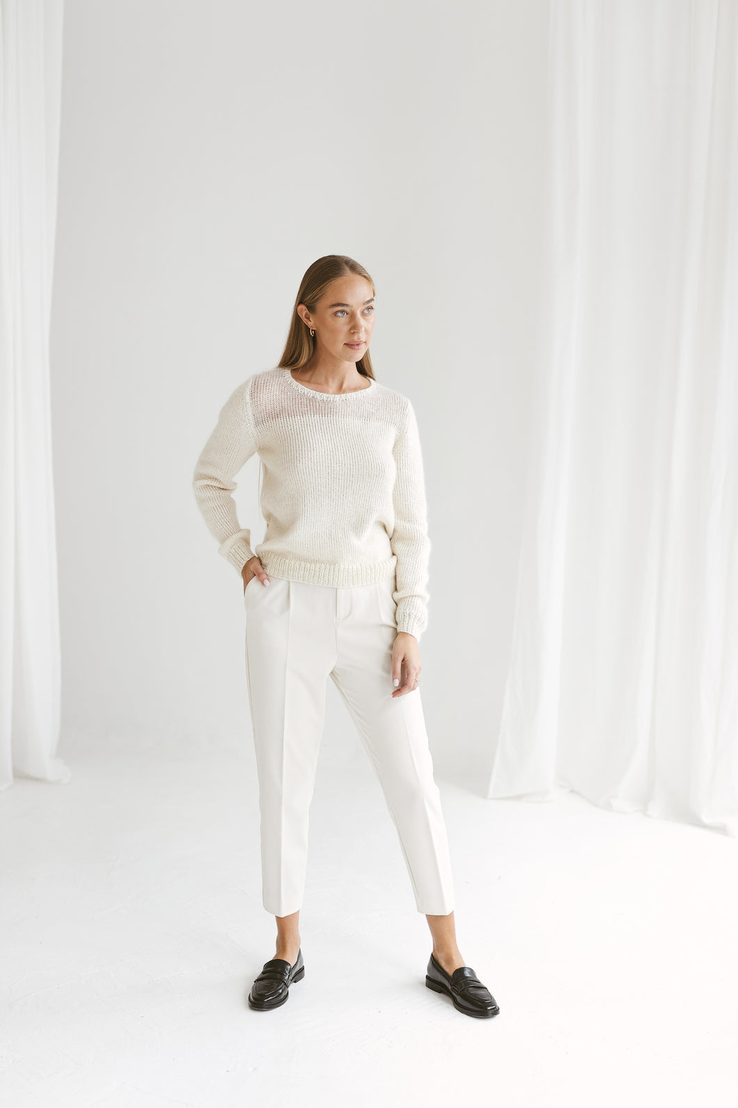 White mohair cardigan