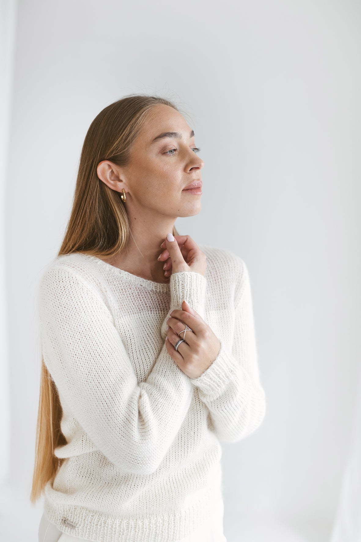 White mohair sweater