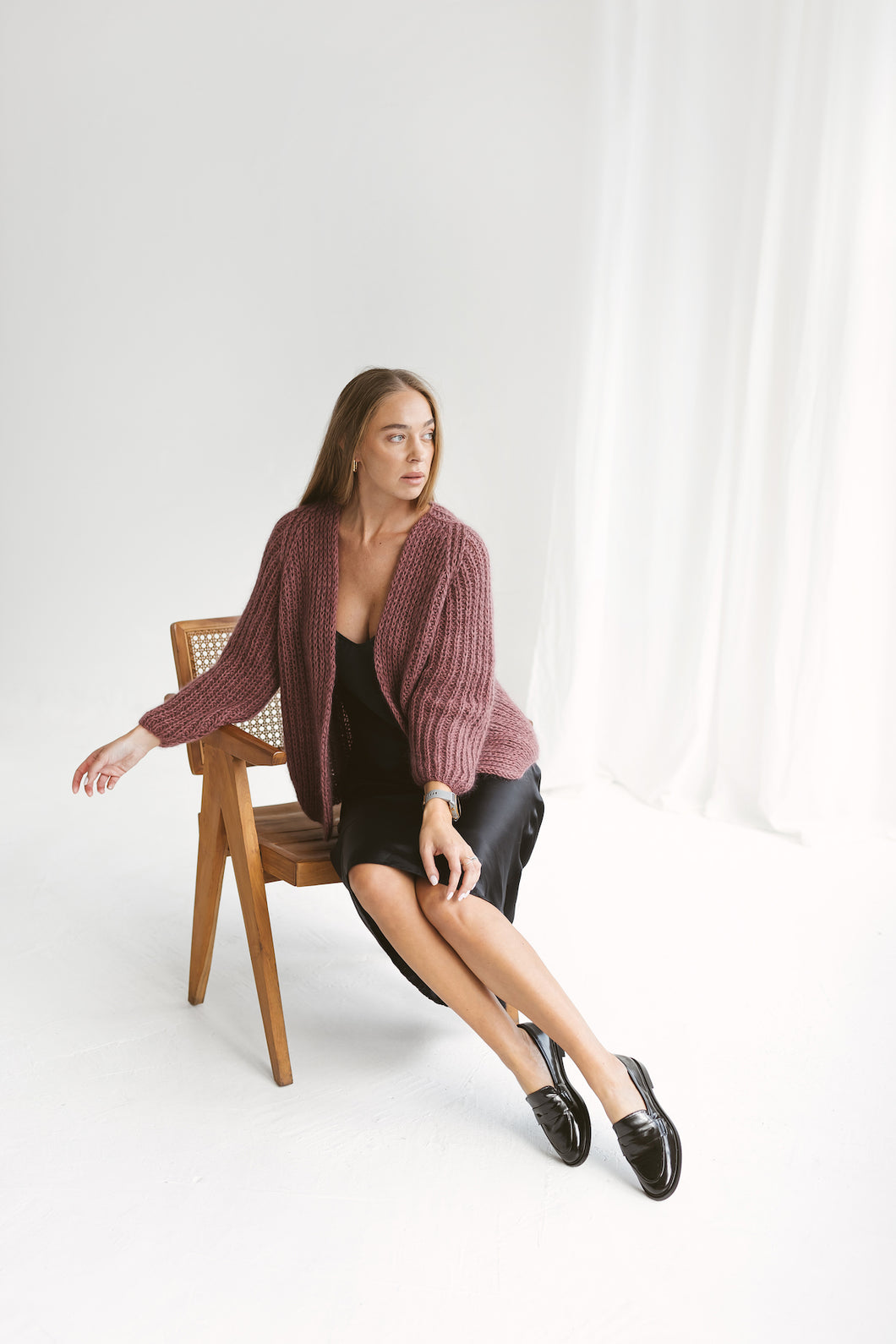 Mauve mohair cardigan
