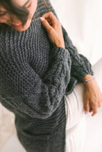 Load image into Gallery viewer, Dark Grey Chunky Knit Cardigan With Deep Pockets
