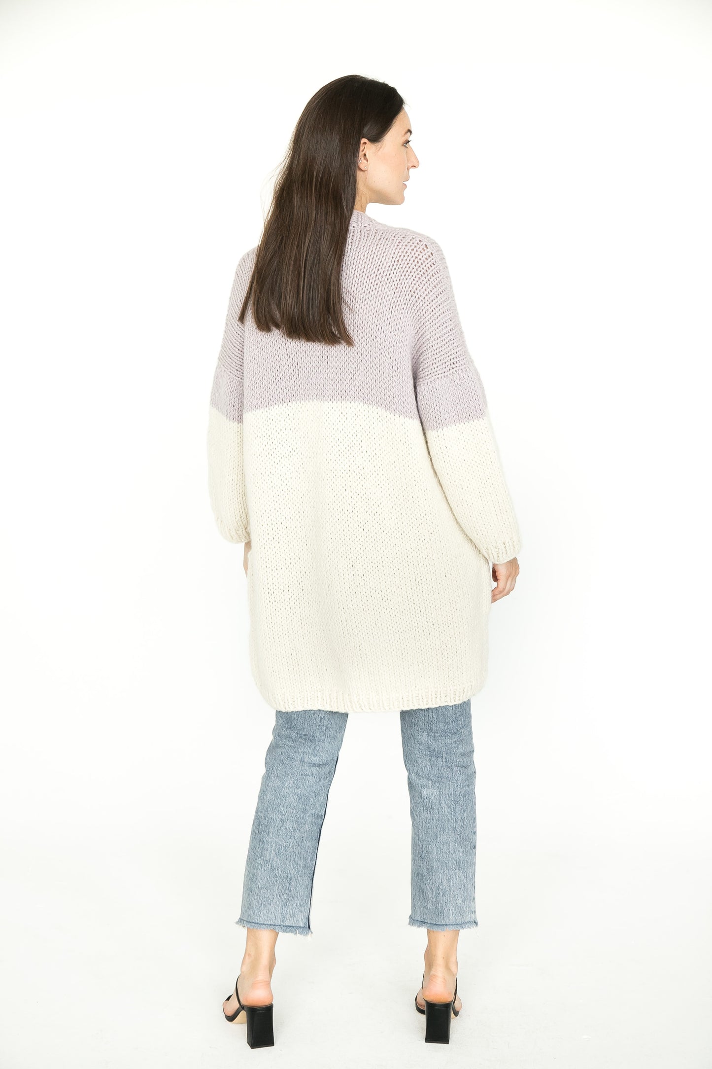 White Chunky Knit Cardigan With Pockets